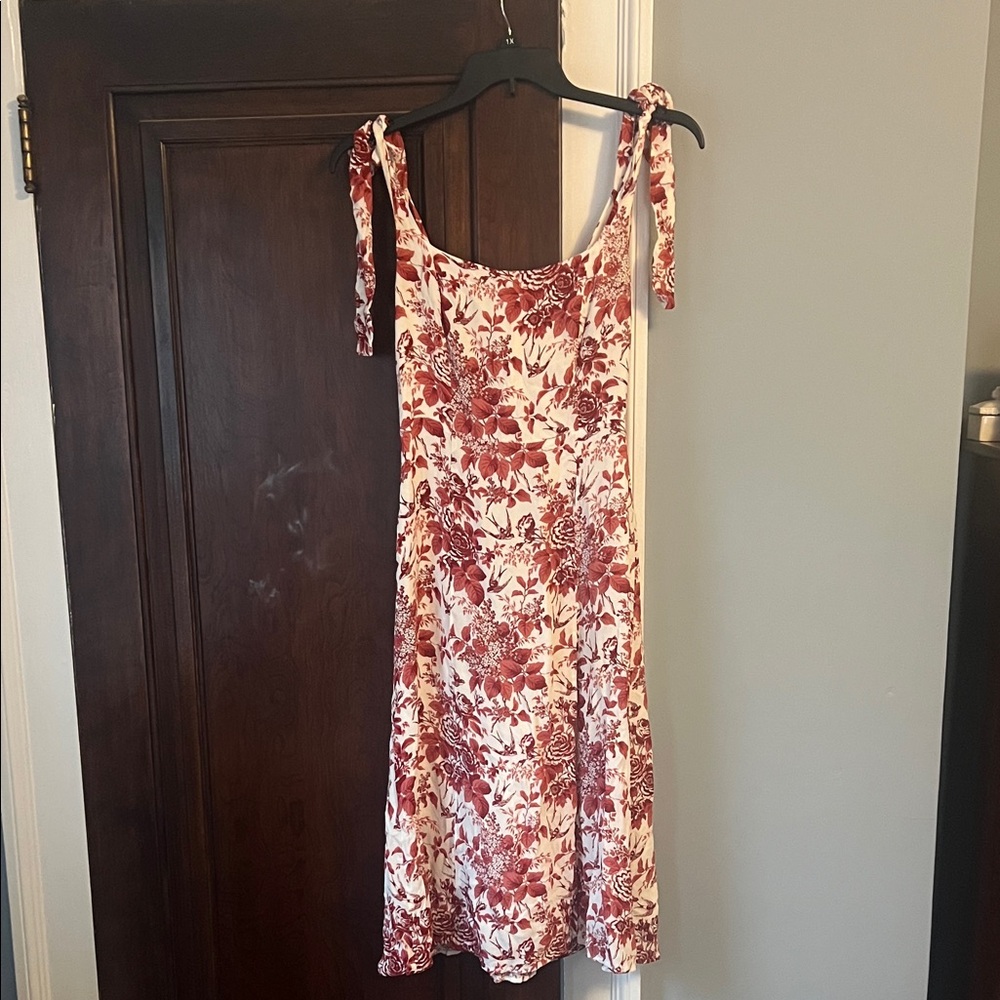 Reformation Cream and Red Dress